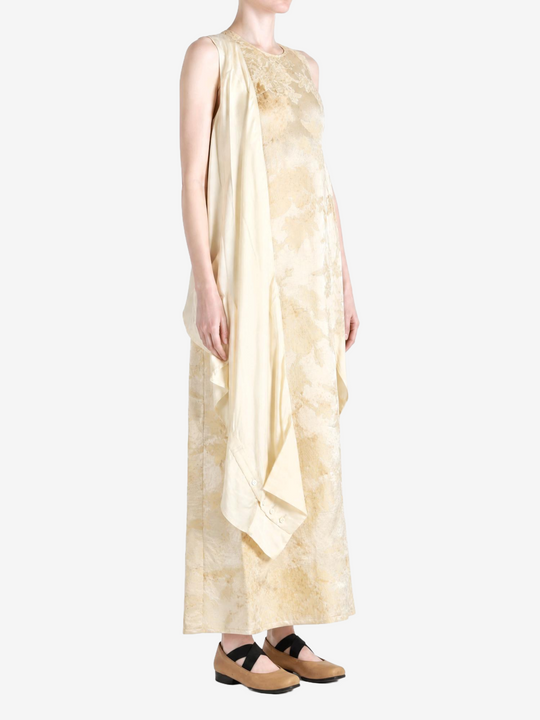 Tan dress, full body view
