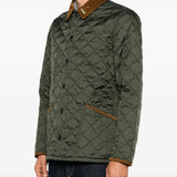 Green jacket worn by a person, showing the jacket fit