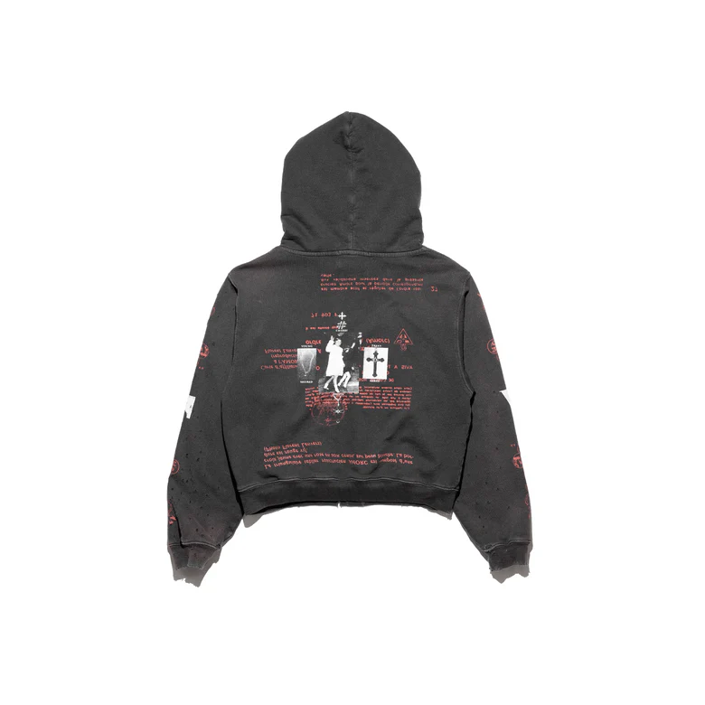 Grey hoodie, back view