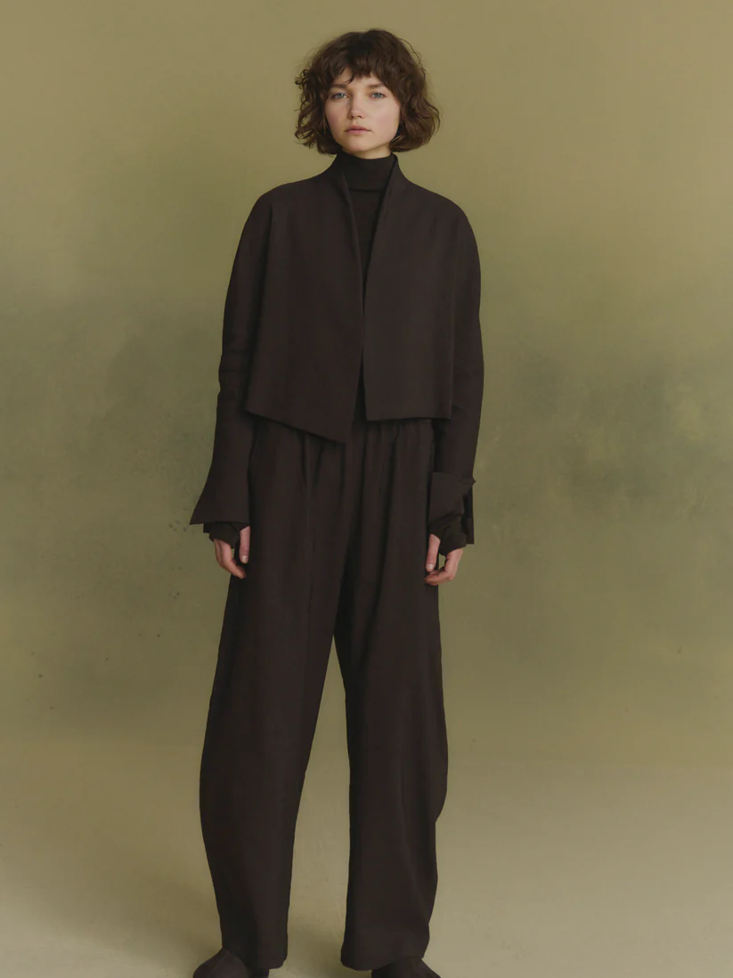 Brown pants, full body view