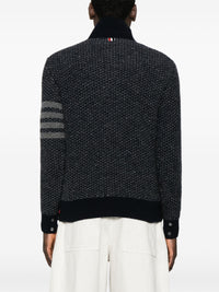 THOM BROWNE - Men Tonal Textured Stitch Funnel Neck Knitwear