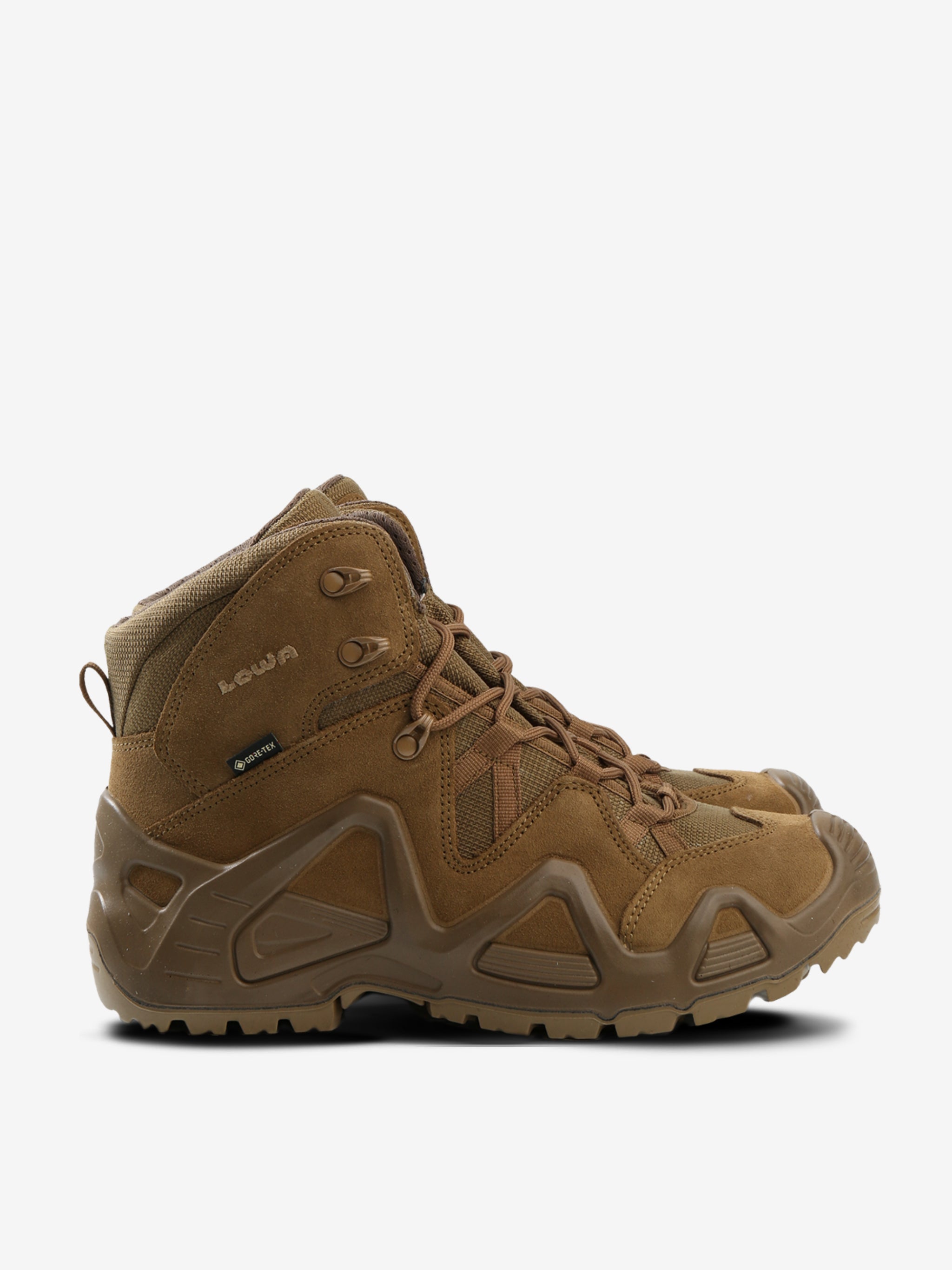 Tan boots, front view