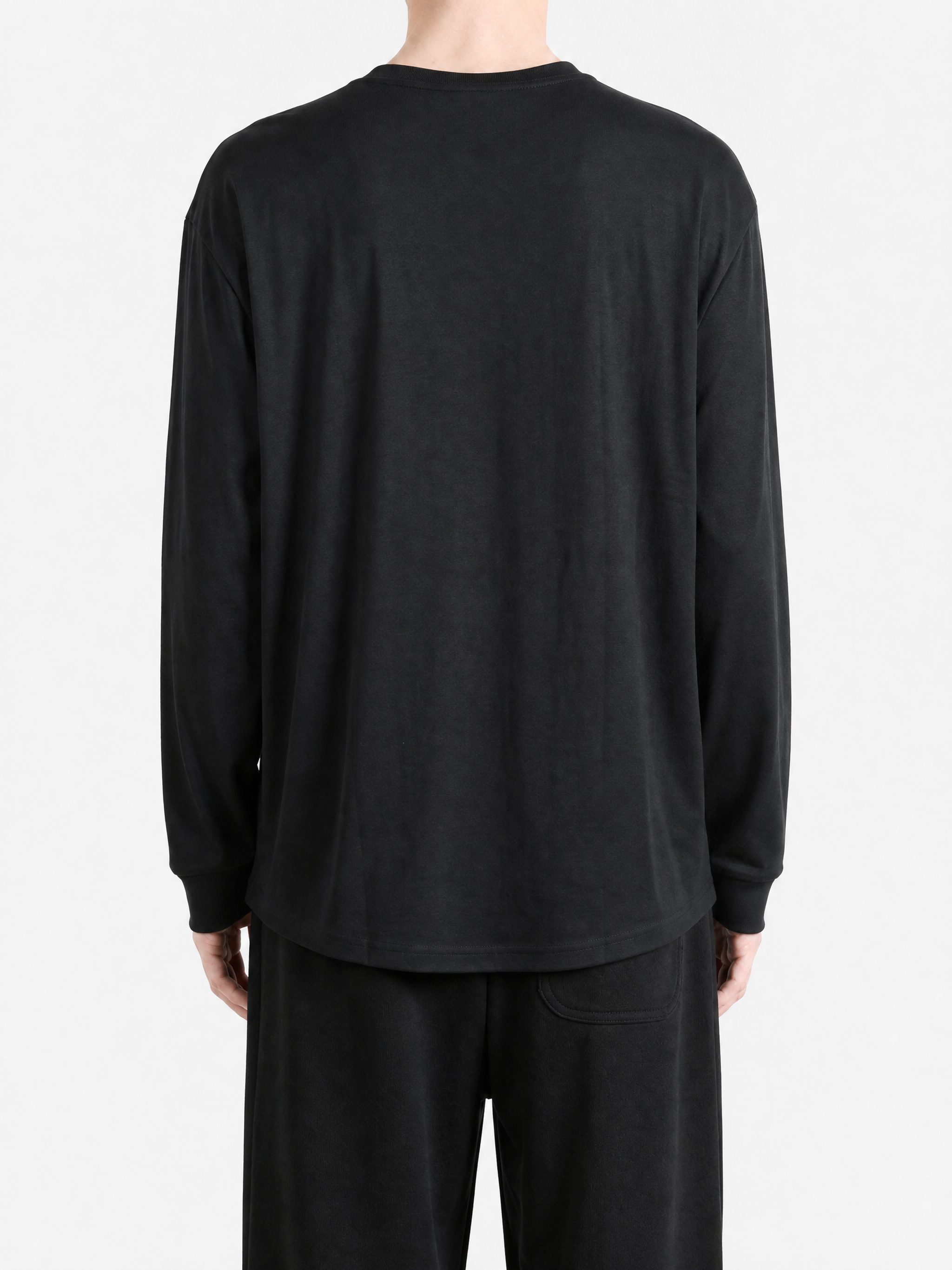 Black t-shirt, full body view