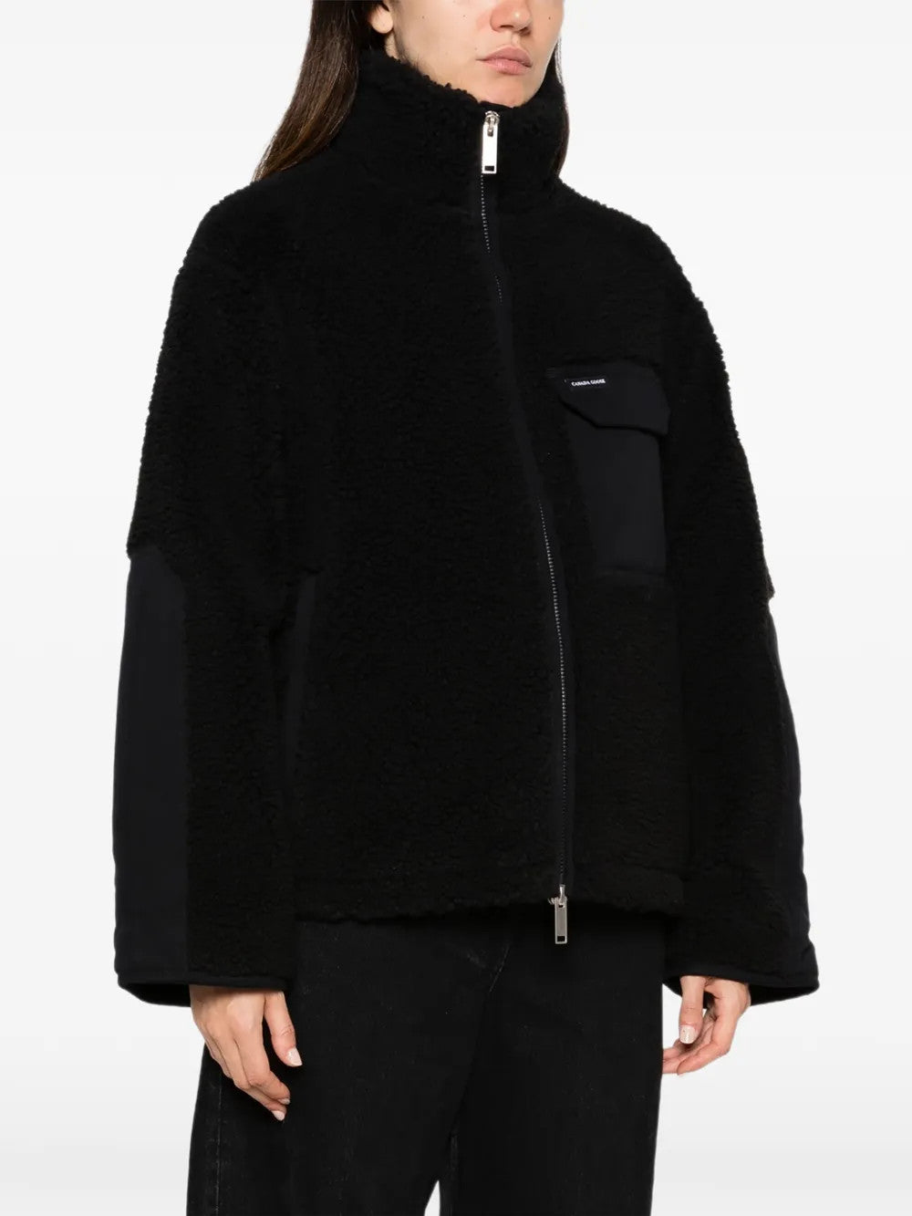 Black hoodie, full body view
