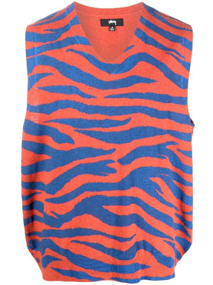 STUSSY - Men Tiger Printed Sweater Vest