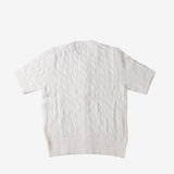 White cardigan, back view