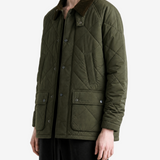 Green jacket worn by a person, showing the jacket fit