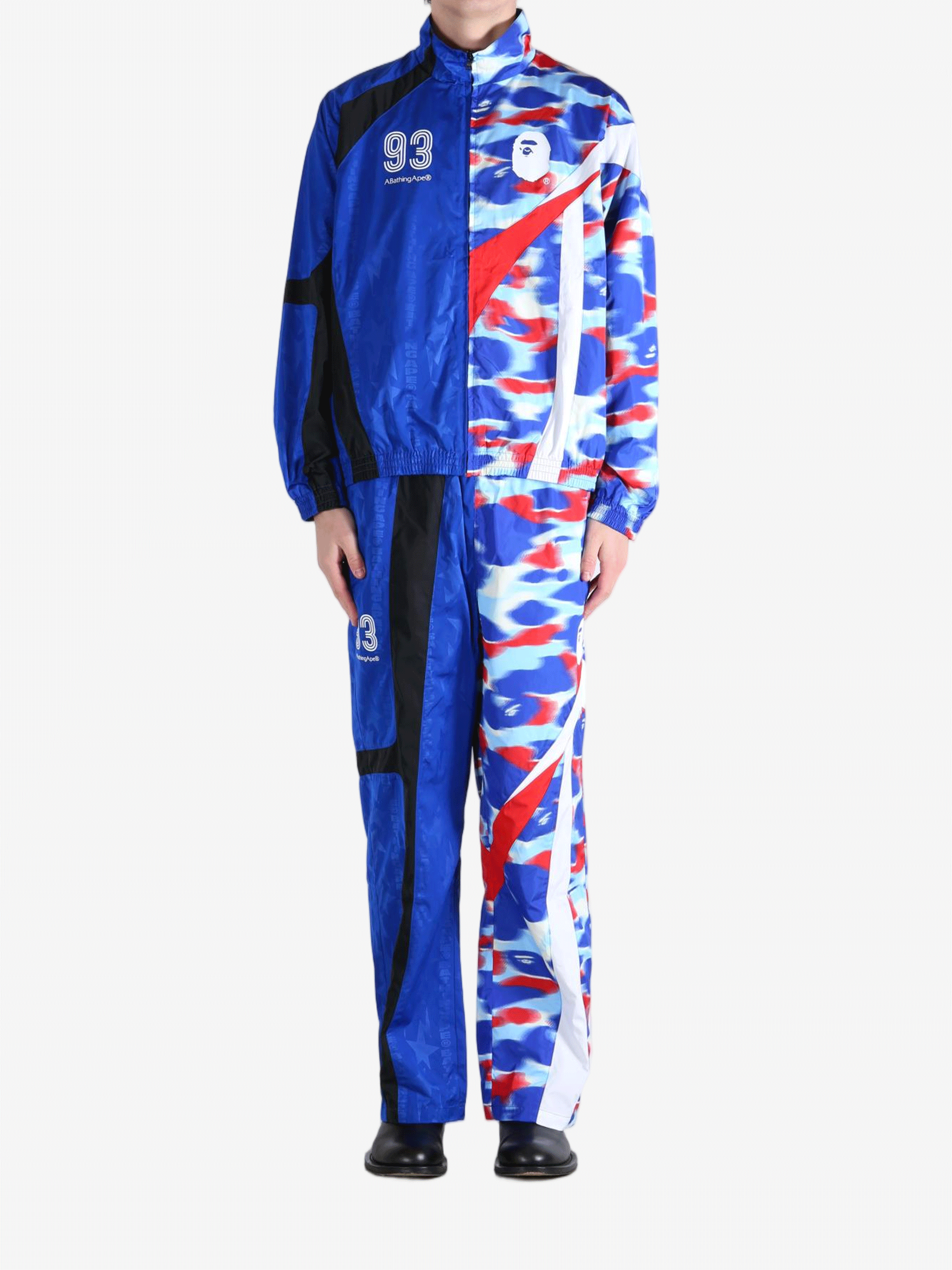 Blue jacket, full body view