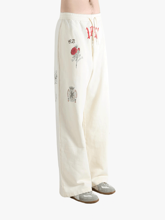 White pants worn by a person, showing the pants fit
