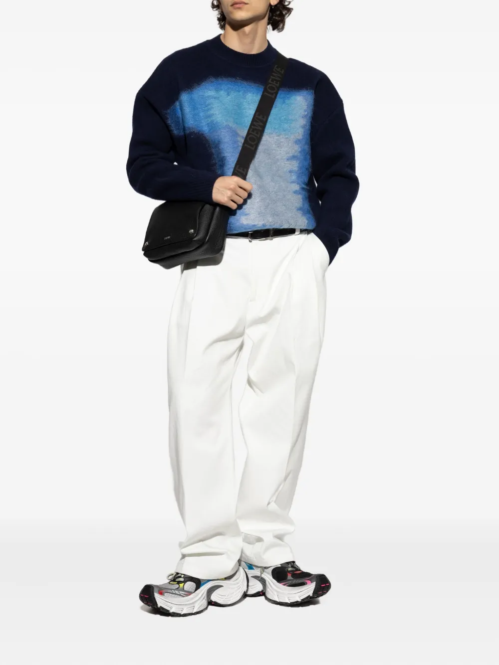 Blue sweater, full body view