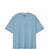 Blue t-shirts, back view