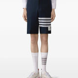 Navy shorts, full body view