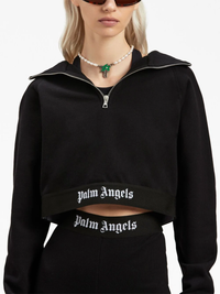 PALM ANGELS Women Logo Tape Zipped Hoodie