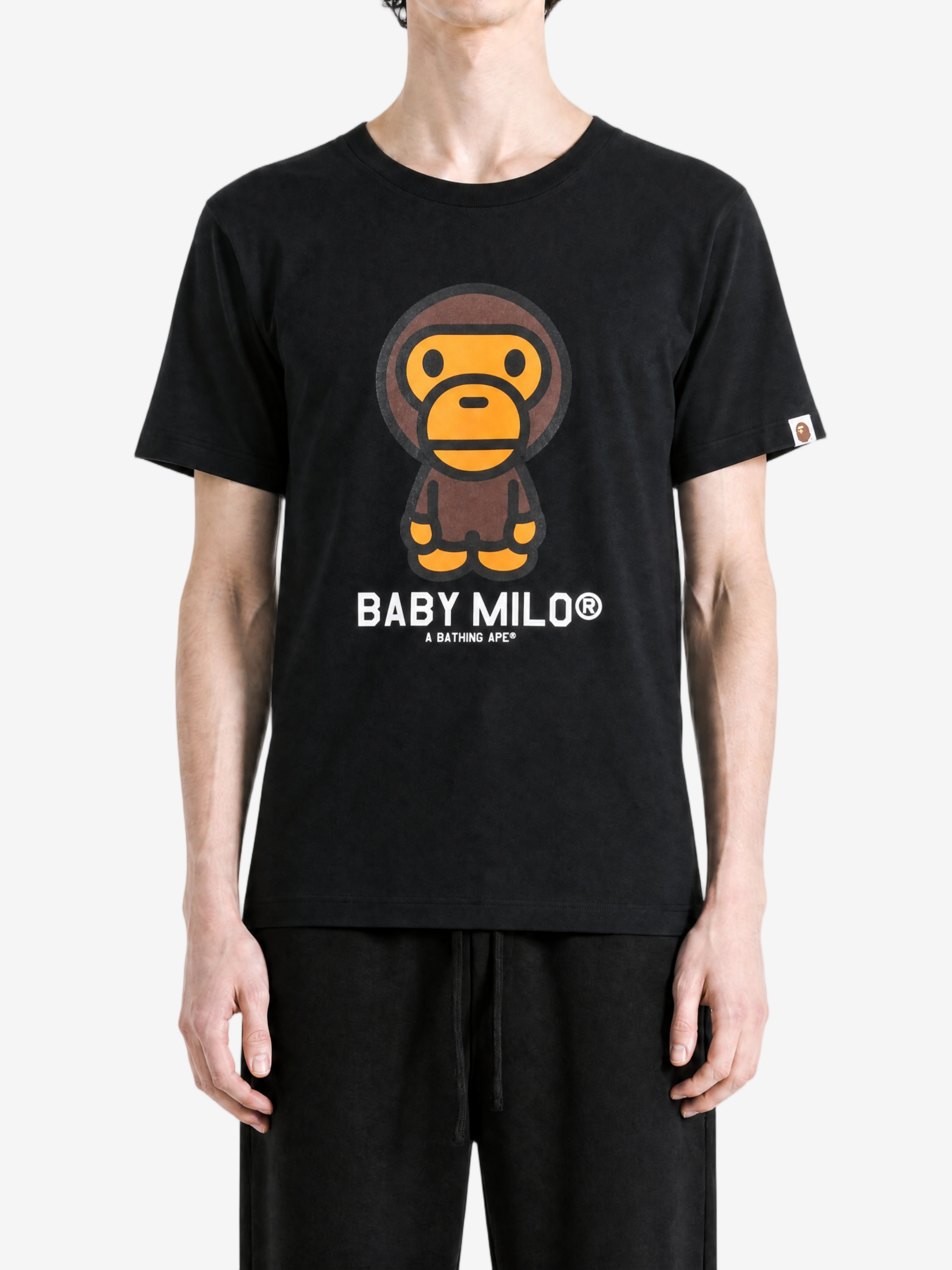 Black t-shirt, full body view