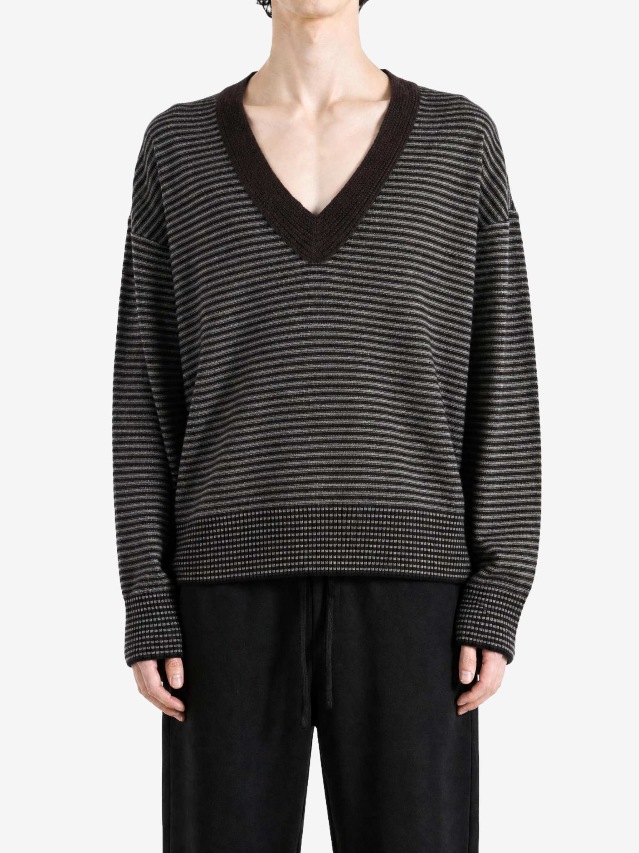 Black knitwear, full body view