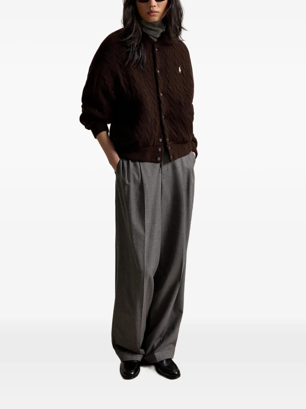 Brown jacket, full body view