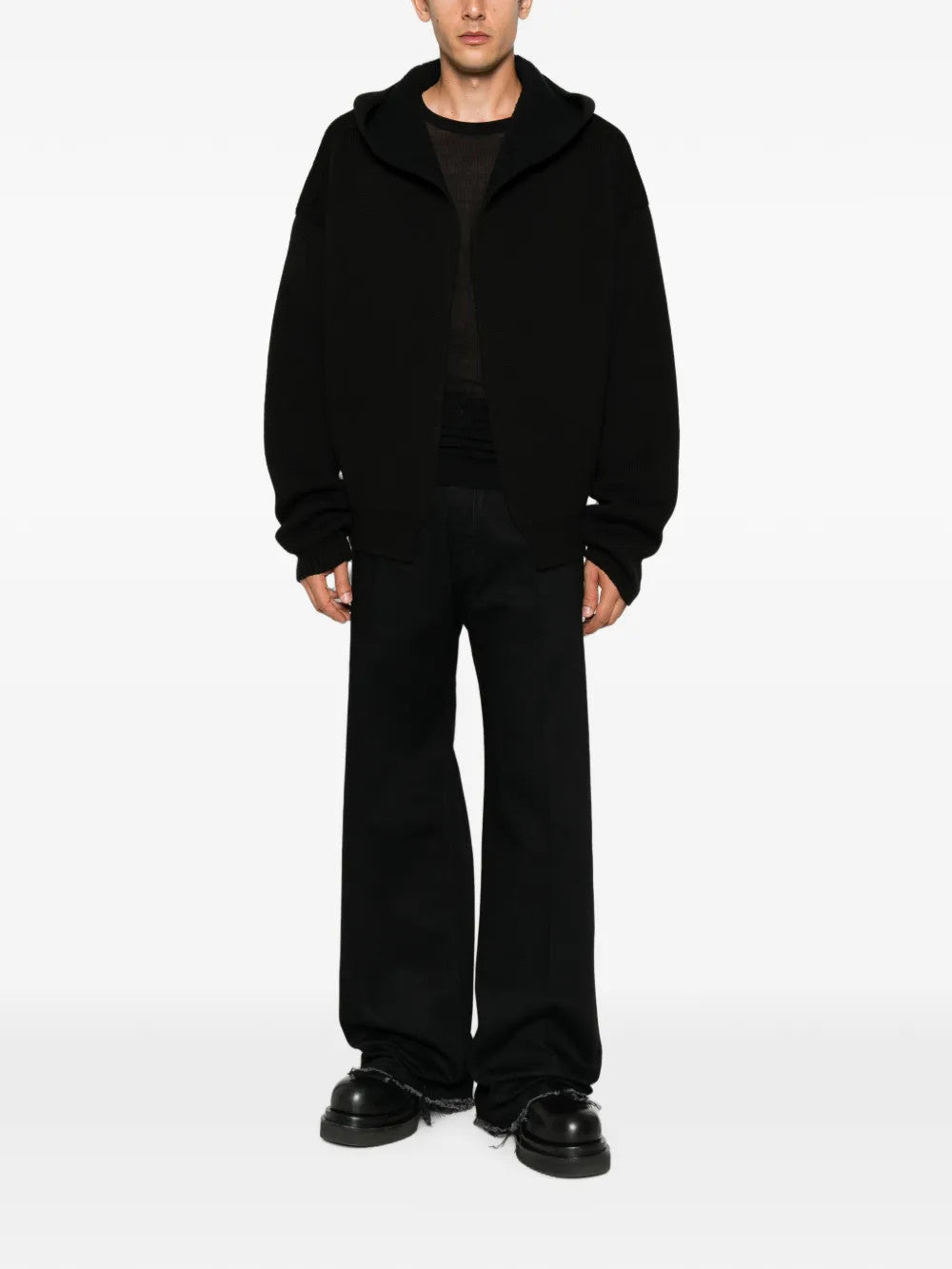 Black hoodie, full body view