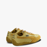 Yellow sneakers, back view
