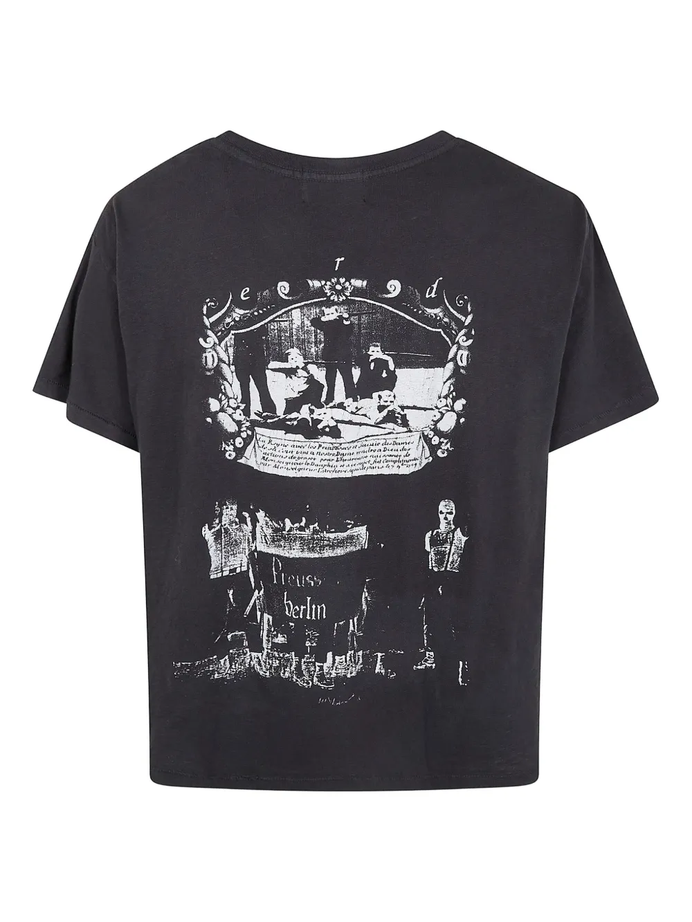 black t-shirts, back view