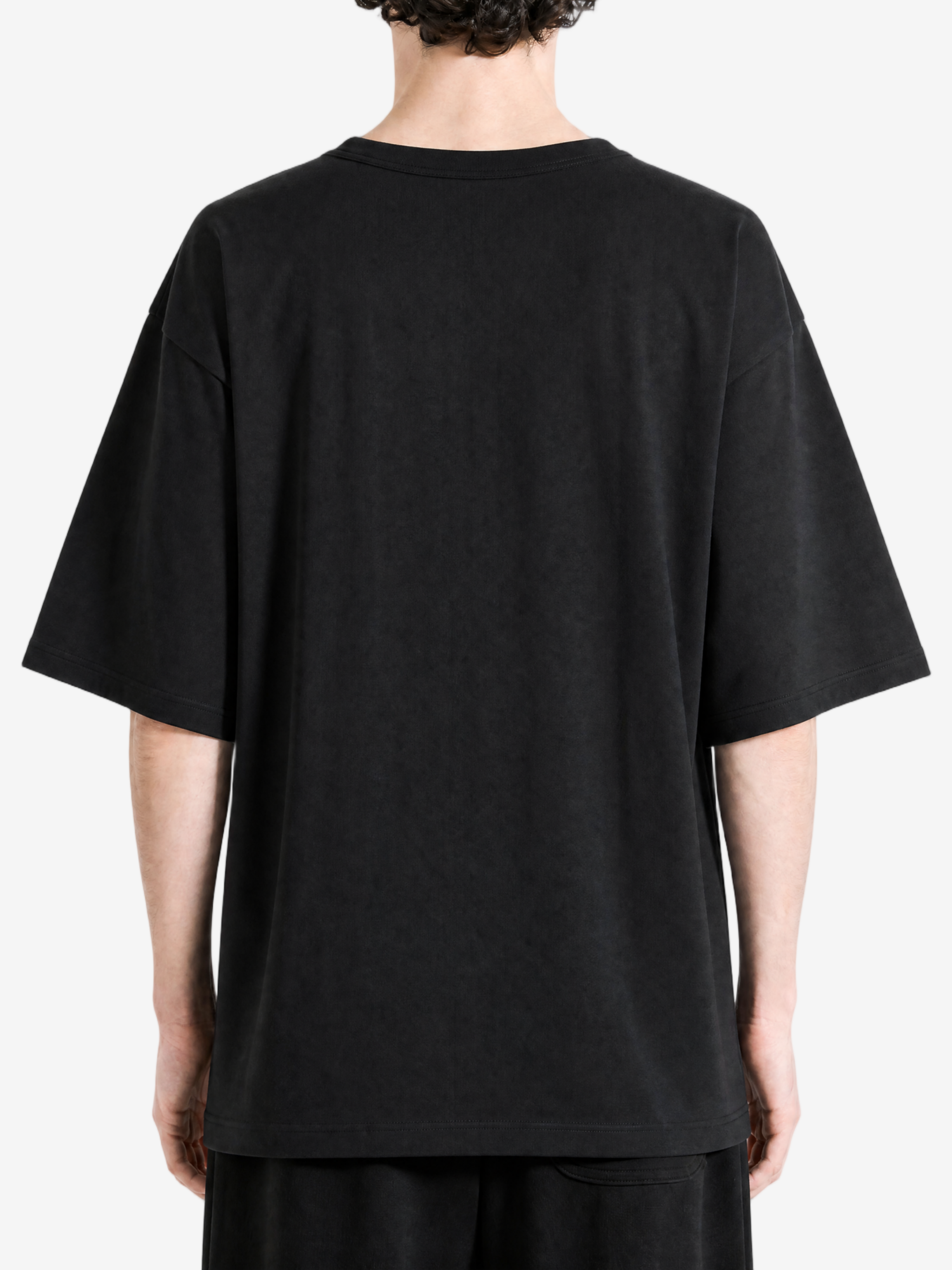 Black t-shirt, full body view
