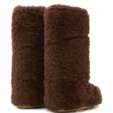 Brown boots, back view