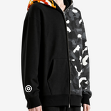 Black hoodie worn by a person, showing the hoodie fit