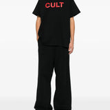 Black t-shirt, full body view
