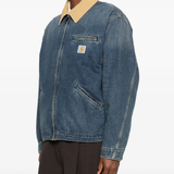 Blue jackets-coats, worn by a person, showing the jackets-coats fit