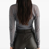 Grey top, full body view