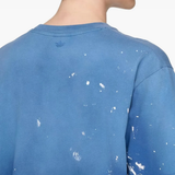 Close up of blue t-shirt,showing texture of the cotton fabric