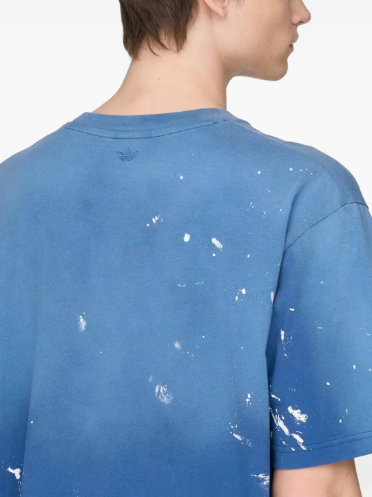 Close up of blue t-shirt,showing texture of the cotton fabric