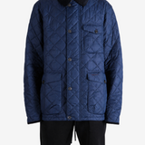 Navy jacket, full body view