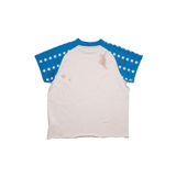 Blue t-shirt, back view