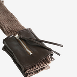 Brown accessories, front view