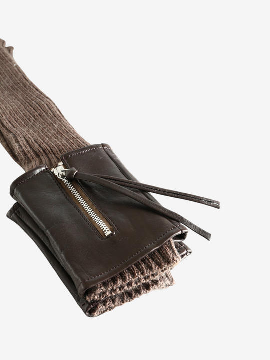 Brown accessories, front view