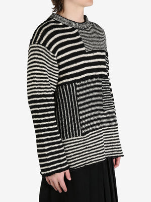 YOHJI YAMAMOTO POUR HOMME - Men Border Round Neck Knit