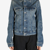 Blue jacket worn by a person, showing the jacket's fit