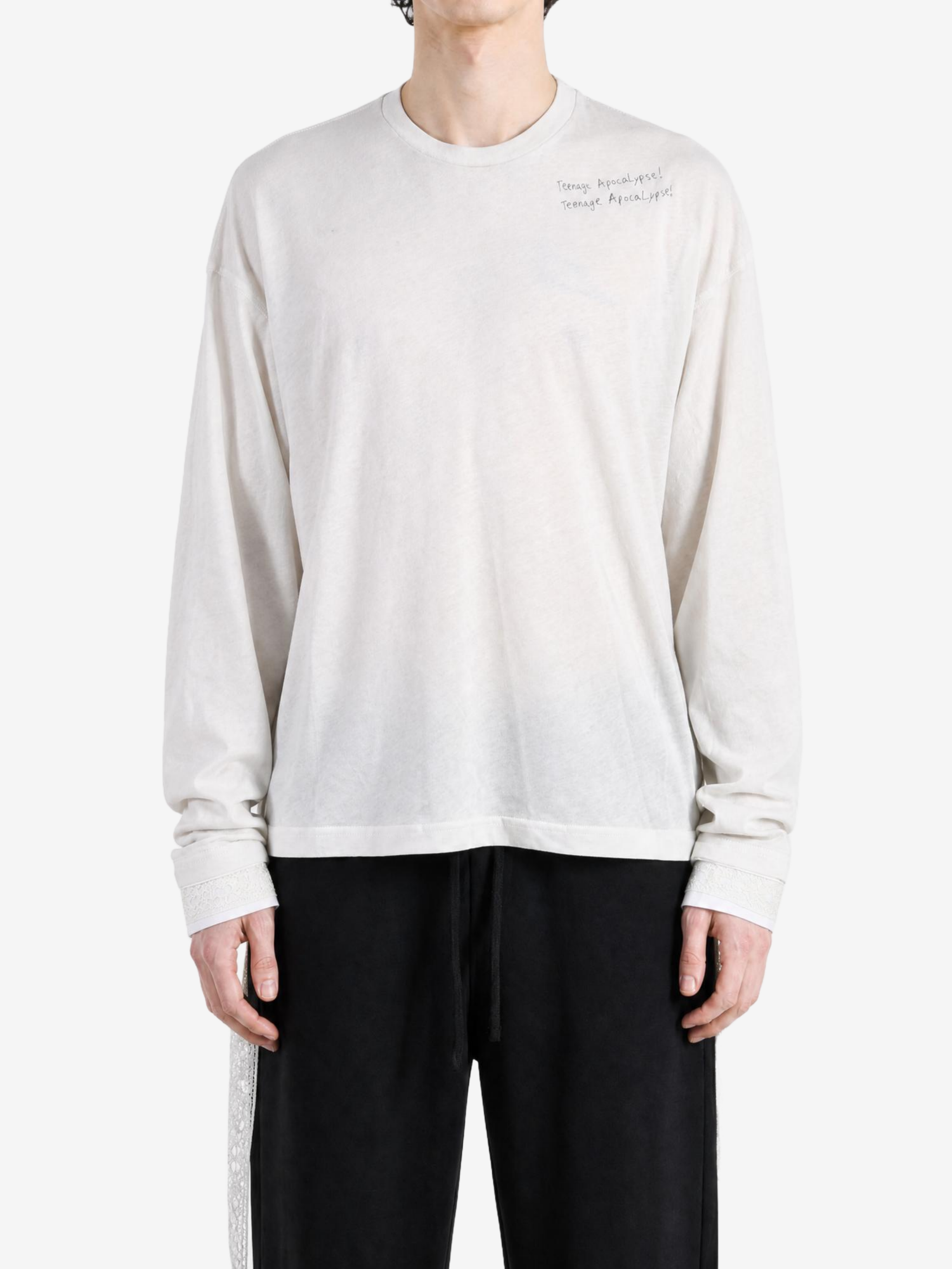 Tan t-shirt, full body view