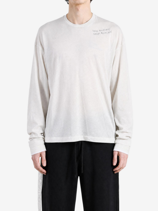 Tan t-shirt, full body view