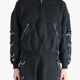 Black jacket worn by a person, showing the jacket's fit