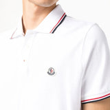 Close up of the white shirt, showing texture of the cotton fabric