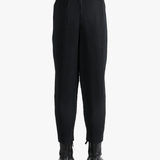Black pant worn by a person, showing the pants fit