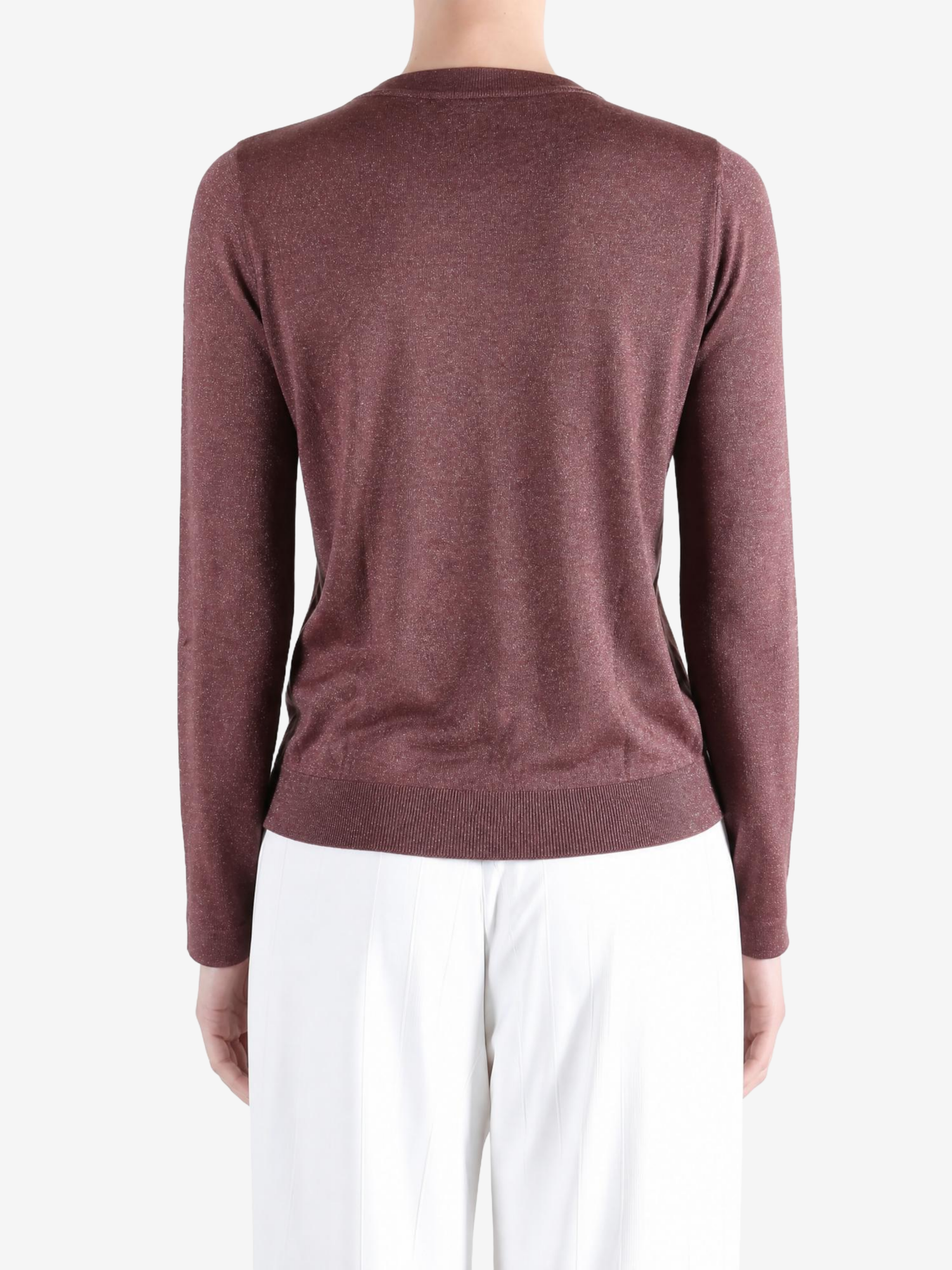 Burgundy knitwear, front view