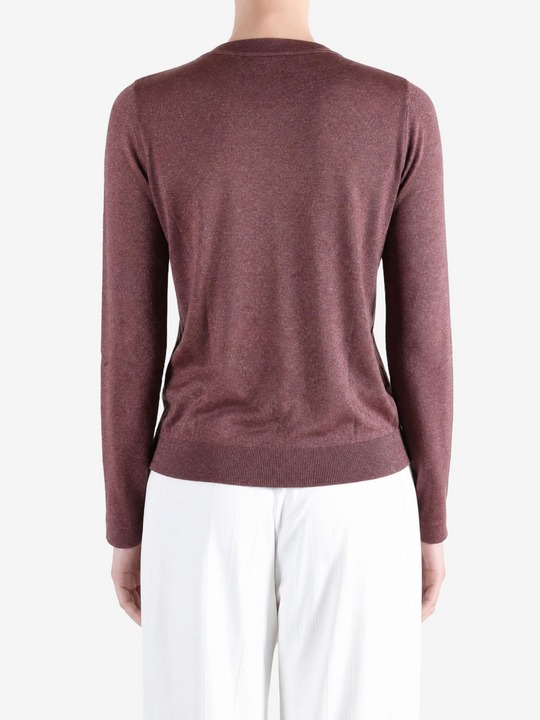 Burgundy knitwear, front view
