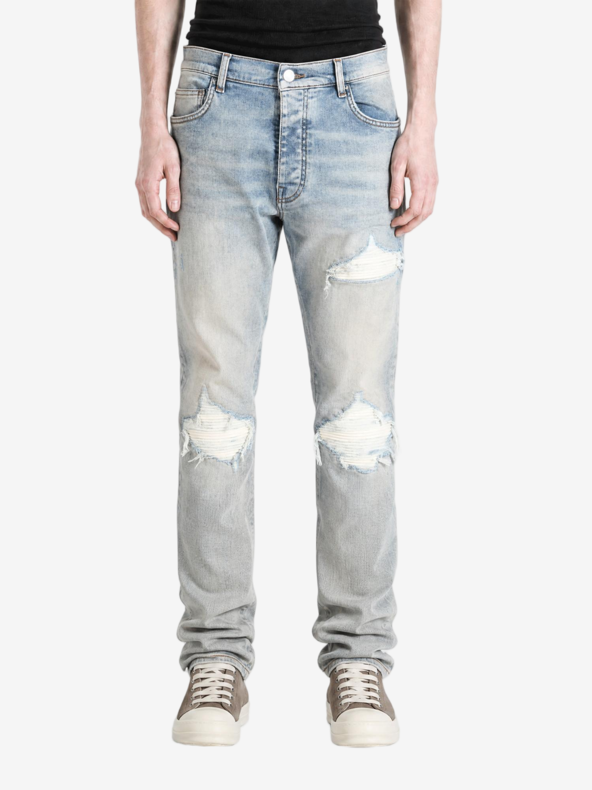 Blue pants, full body view