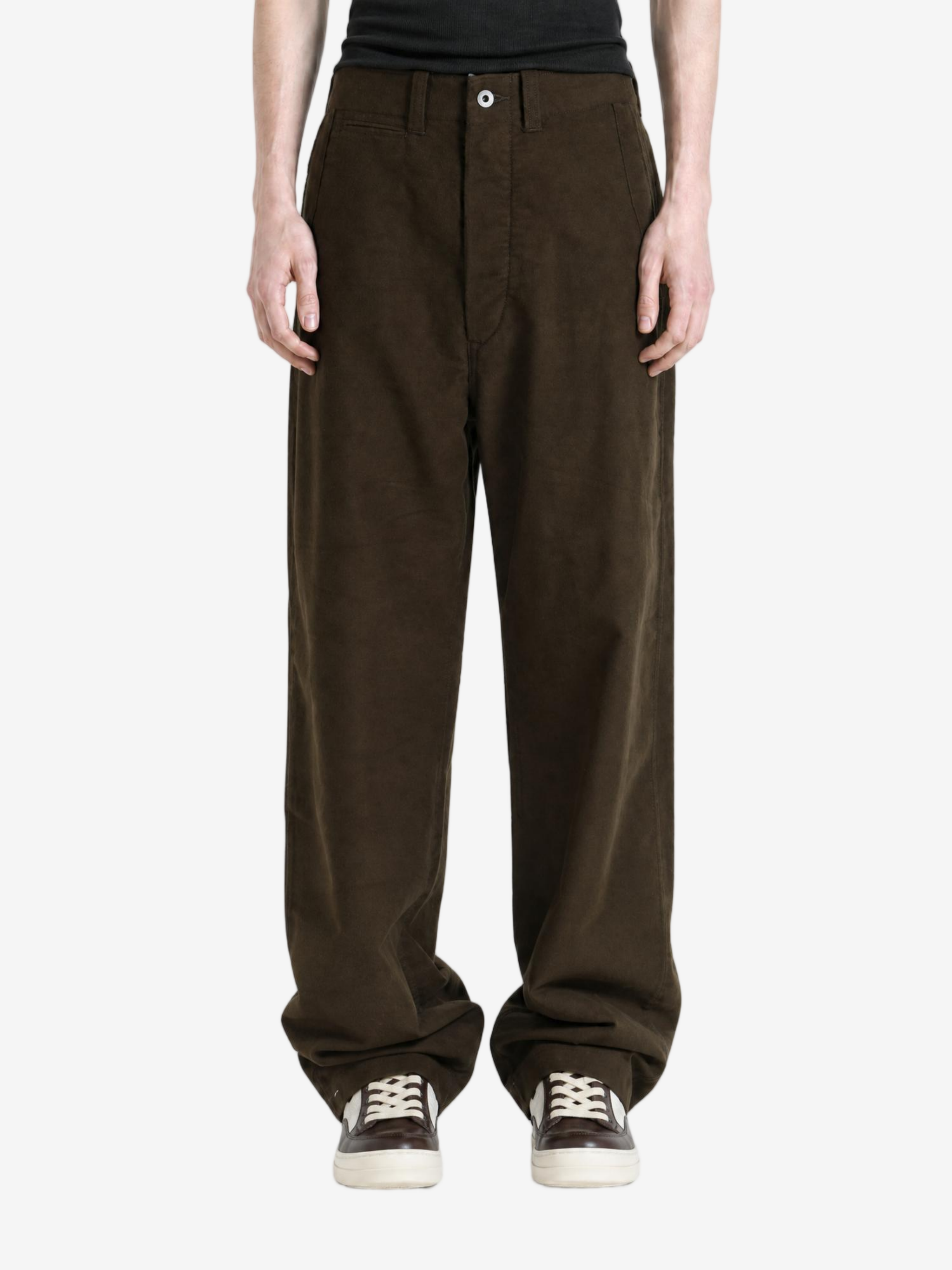 Brown pants, full body view