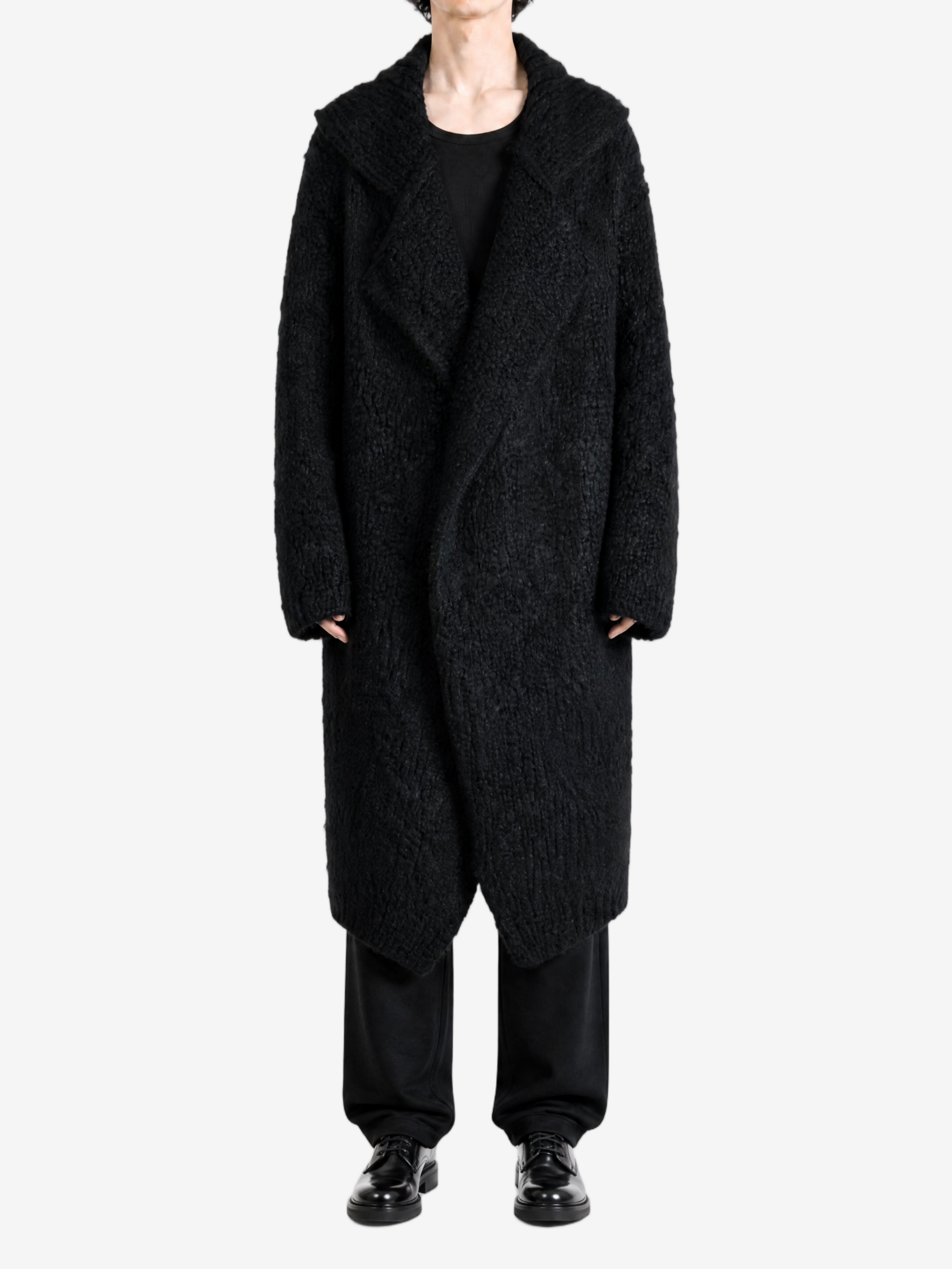 Black knitwear, full body view