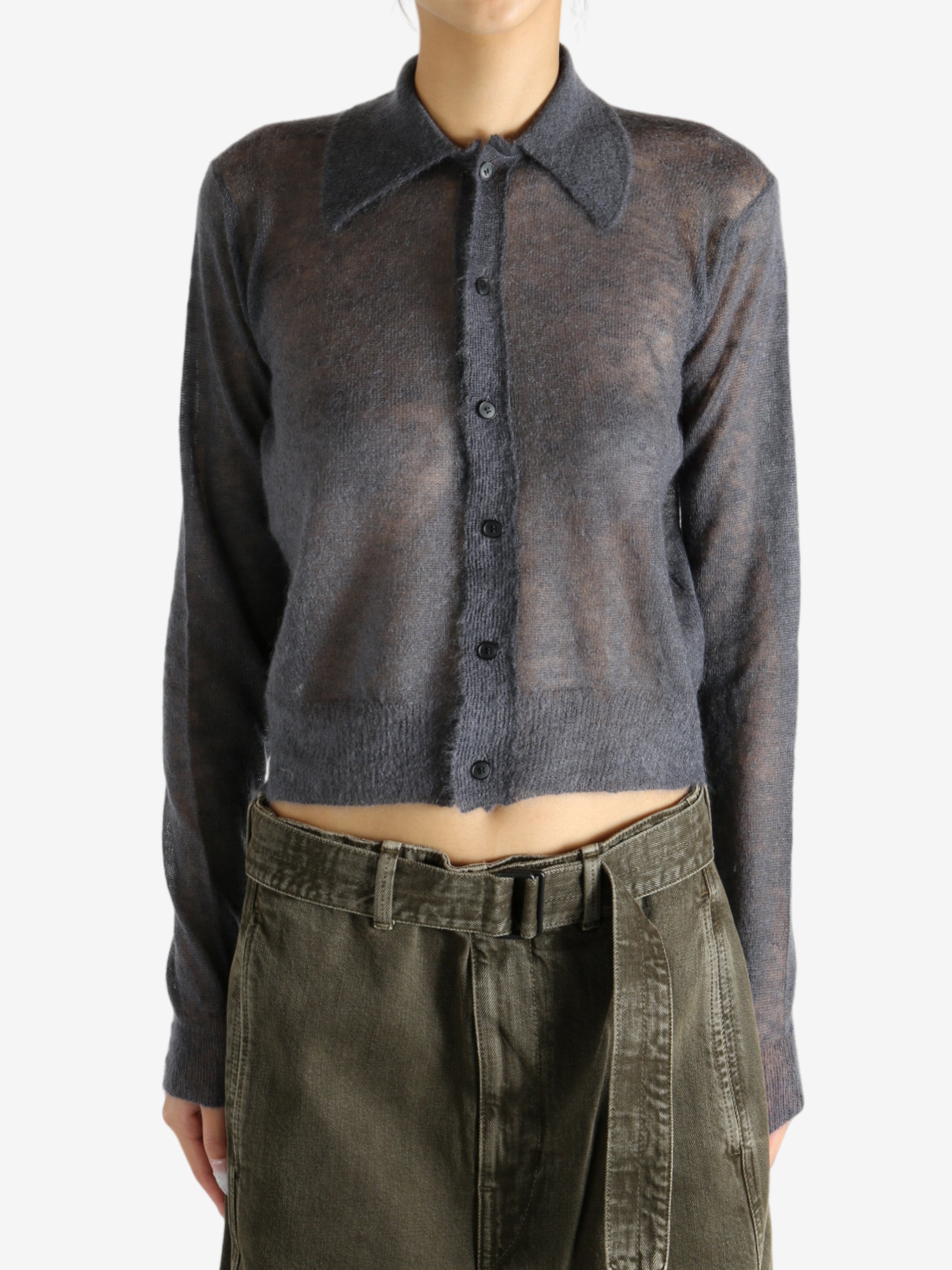 AURALEE - Women Kid Mohair Sheer Knit Cardigan Shirt – Atelier New