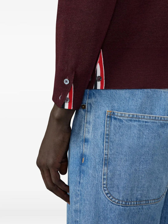 Burgundy knitwear, front view