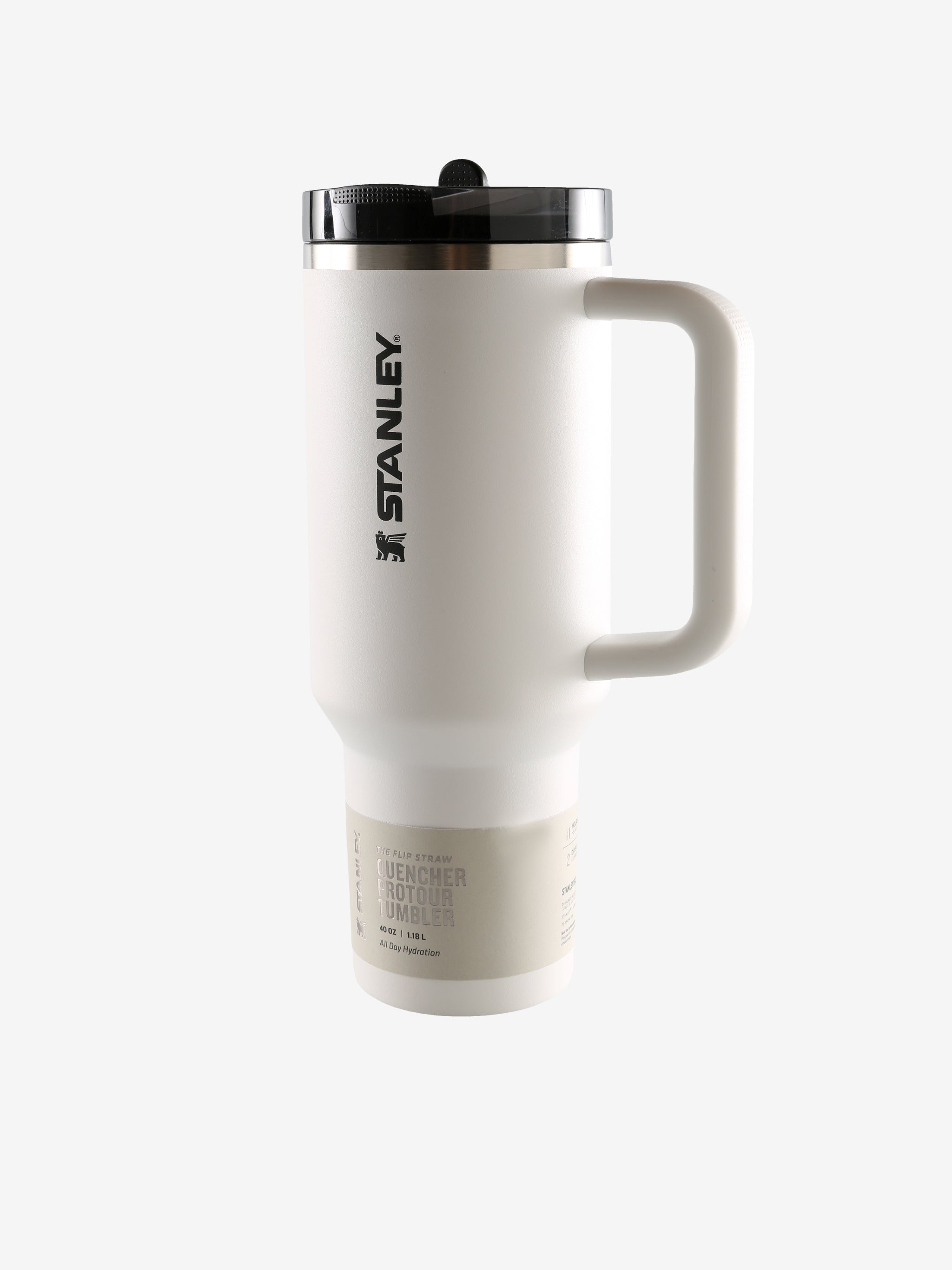 White tumbler, front view